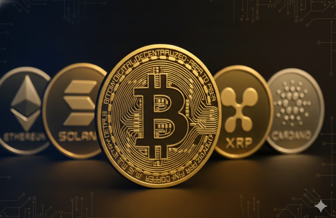 Crypto market rally with Bitcoin and altcoins outperforming stocks