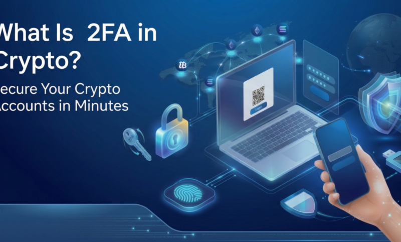 Two Factor Authentication 2FA security concept protecting crypto trading account