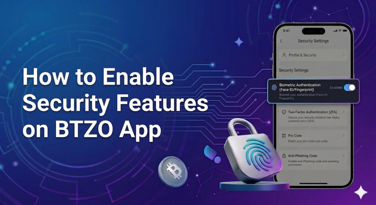 Illustration of enabling security features on BTZO app for safer crypto trading