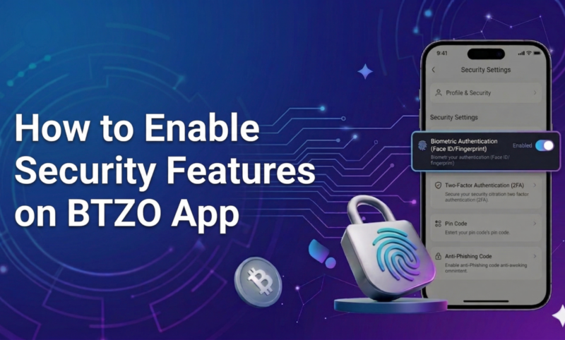 Illustration of enabling security features on BTZO app for safer crypto trading