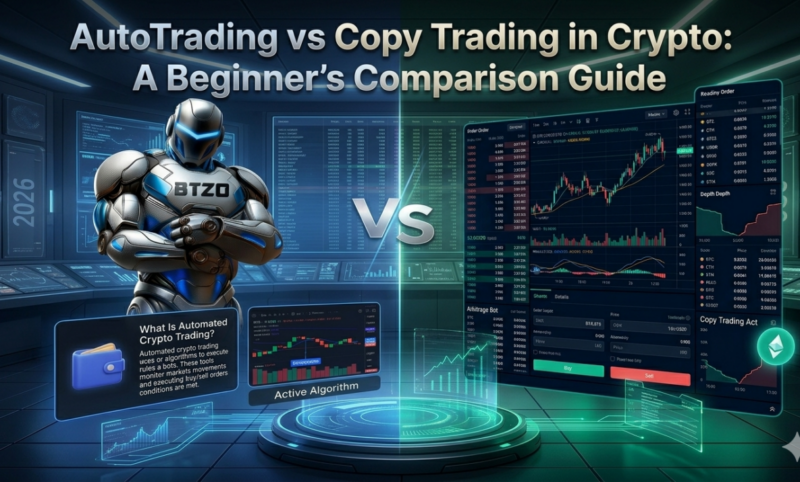 AutoTrading vs Copy Trading comparison showing differences in strategy, risk, and automation for crypto trading in 2026
