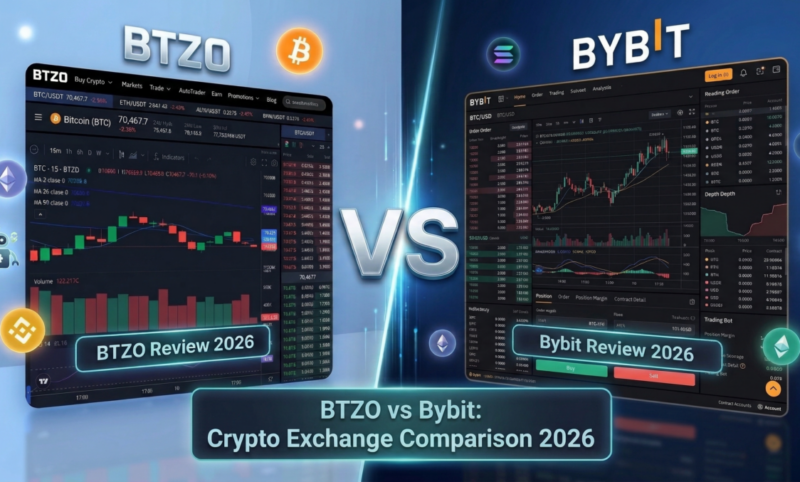 BTZO vs Bybit comparison showing trading fees, liquidity, automation tools, and features for crypto traders in 2026