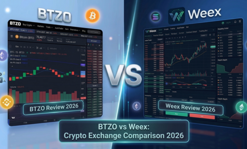 BTZO vs Weex comparison highlighting trading fees, automation bots, security, and user experience for crypto traders in 2026
