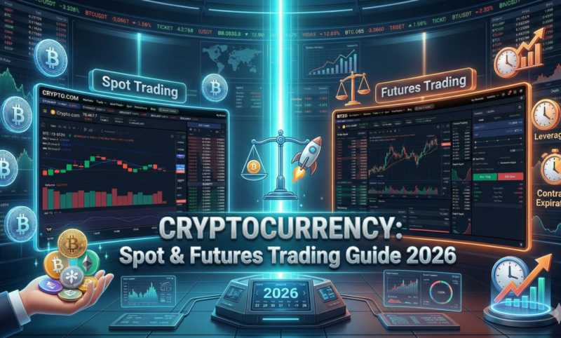 Spot trading vs futures trading comparison showing differences in ownership, leverage, risk, and profit potential in crypto trading