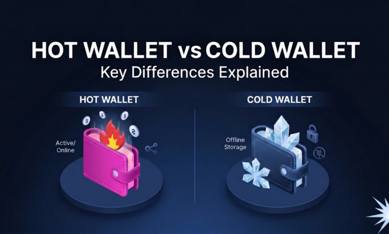 Hot wallet vs cold wallet comparison showing differences in crypto storage security and accessibility