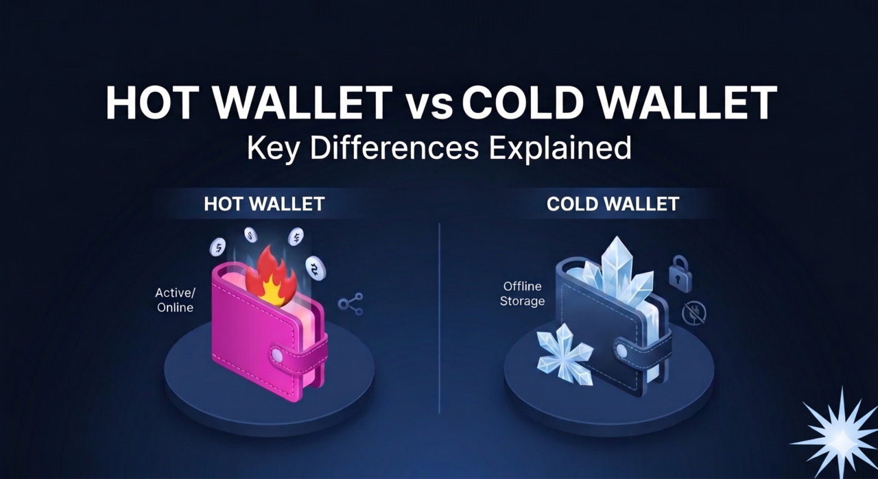 Hot wallet vs cold wallet comparison showing differences in crypto storage security and accessibility