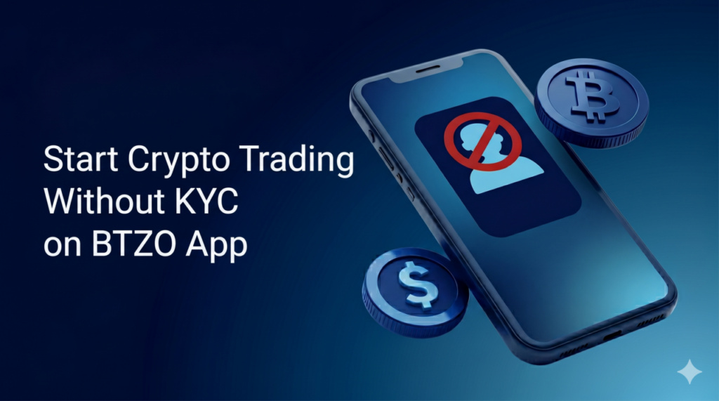 Crypto trading without KYC on the BTZO app